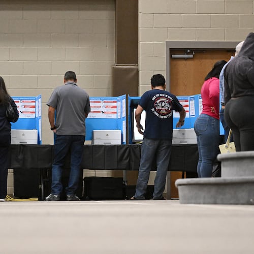 Gwinnett County voters cast their ballots on Election Day at Gracepointe Church of the Nazarene in Loganville in 2024. (Hyosub Shin/AJC)