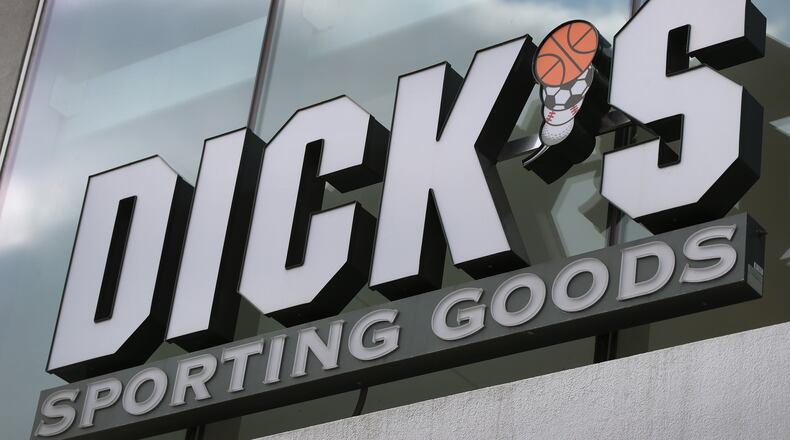 Dick's Sporting Goods (DKS) stock price surged by as much as 27 percent after it reported stronger than expected quarterly sales and profit after it stopped selling assault-style rifles in the aftermath of the Parkland school shooting.