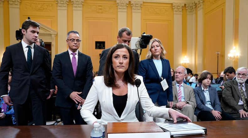 Cassidy Hutchinson, an aide to former White House Chief of Staff Mark Meadows, waits to testiy before U.S. House Select Committee six hearing with on its January 6 investigation on Capitol Hill in Washington on June 28, 2022. (Yuri Gripas/ABACAPRESS.COM/TNS)