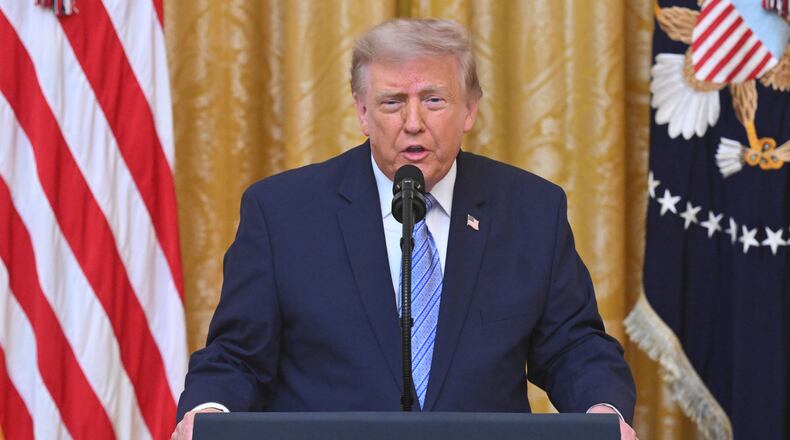 President Donald Trump speaks in the East Room of the White House, Thursday, July 16, 2026, in Washington. (Saul Loeb/Pool via AP)