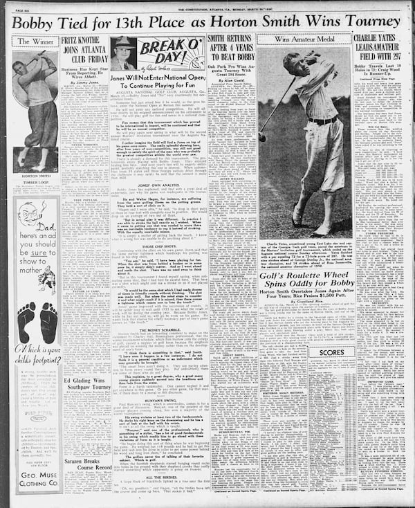 The Atlanta Constitution summed up the first Masters tournament on March 26, 1934.