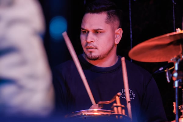 Upchuck drummer Chris Salado performs during a sound check at the EARL in Atlanta on Wednesday, Dec. 31, 2025. (Abbey Cutrer/AJC)