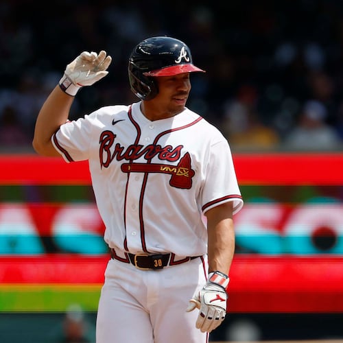 Atlanta Braves' Drake Baldwin was hitting .303 with an OPS of .932 before the injury. (Miguel Martinez/AJC)