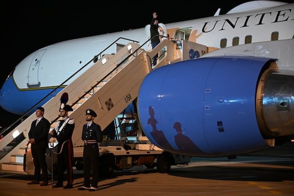 U.S. Vice President JD Vance departs Giovan Battista Pastine International Airport in Ciampino, Italy en route to New Delhi, India, Saturday, April 20, 2025. (Kenny Holston/The New York Times via AP, Pool)