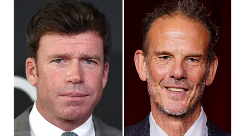 Taylor Sheridan appears at the Hollywood Film Awards in Beverly Hills, Calif., on Nov. 5, 2017, left, and Peter Berg appears at the Academy Museum Gala in Los Angeles on Oct. 19, 2024. (Photos by Jordan Strauss/Invision/AP)