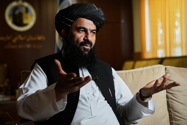 Deputy Minister of Tourism Qudratullah Jamal speaks with the Associated Press in Kabul, Afghanistan, Monday, June 2, 2025. (AP Photo/Ebrahim Noroozi)