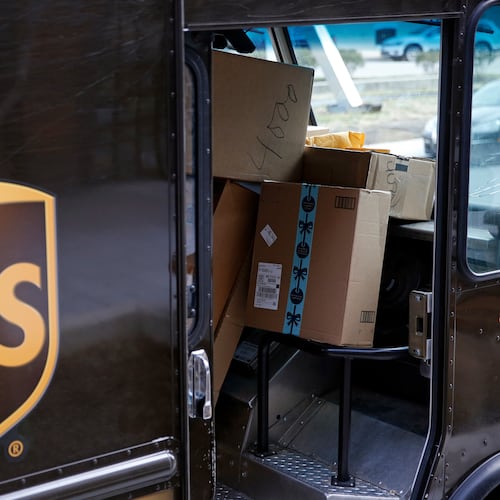 FILE - In this Dec. 19, 2018, file photo packages await delivery inside of a UPS truck in Baltimore. (AP Photo/Patrick Semansky, FIle)
