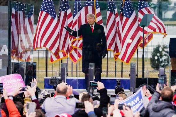 President Donald Trump spoke at rally in Washington on Jan. 6, 2021, just before Congress was to certify his 2020 election loss. (Jacquelyn Martin/AP)