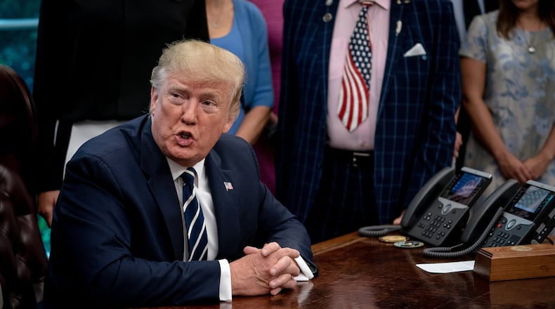 President Donald Trump speaks at the White House on July 19. (Erin Schaff/The New York Times)