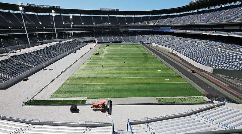 Georgia State Stadium, formerly Turner Field, is the new home of the Panthers football team. Bob Andres/bandres@ajc.com