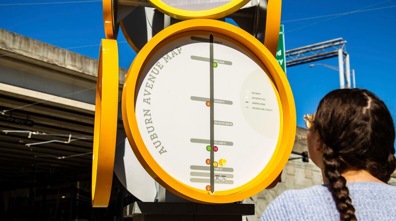 The Auburn Avenue Historic and Cultural Information Project includes the installation of 21 new interpretive and four gateway signs along Auburn Avenue between Peachtree Street and Boulevard as well as a large scale mural enhancement to the existing bridge underpass at Auburn Avenue and Interstates 75/85. Photo by Stanchez Kenyata for CAP/ADID