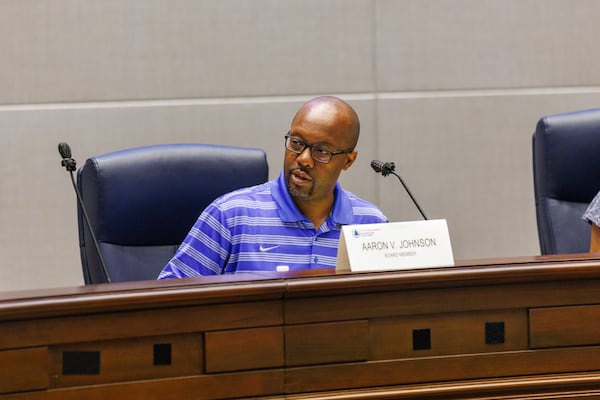Aaron Johnson, member of the Fulton County Board of Registration and Elections, attends a board meeting in Atlanta on Monday, June 27, 2022. The board met to certify the June general primary run-off election. (Arvin Temkar / arvin.temkar@ajc.com)