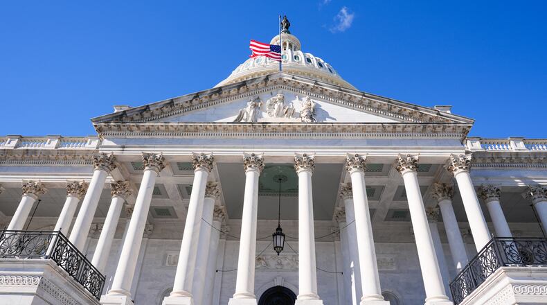 The U.S. Capitol is photographed on 37th day of the government shutdown, Thursday, Nov. 6, 2025, in Washington. (AP Photo/Mariam Zuhaib)