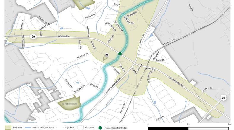 Sugar Hill is inviting residents to take a survey to learn about the draft concept to connect Ga. 20 neighborhoods to downtown and Richland Creek. (Courtesy City of Sugar Hill)
