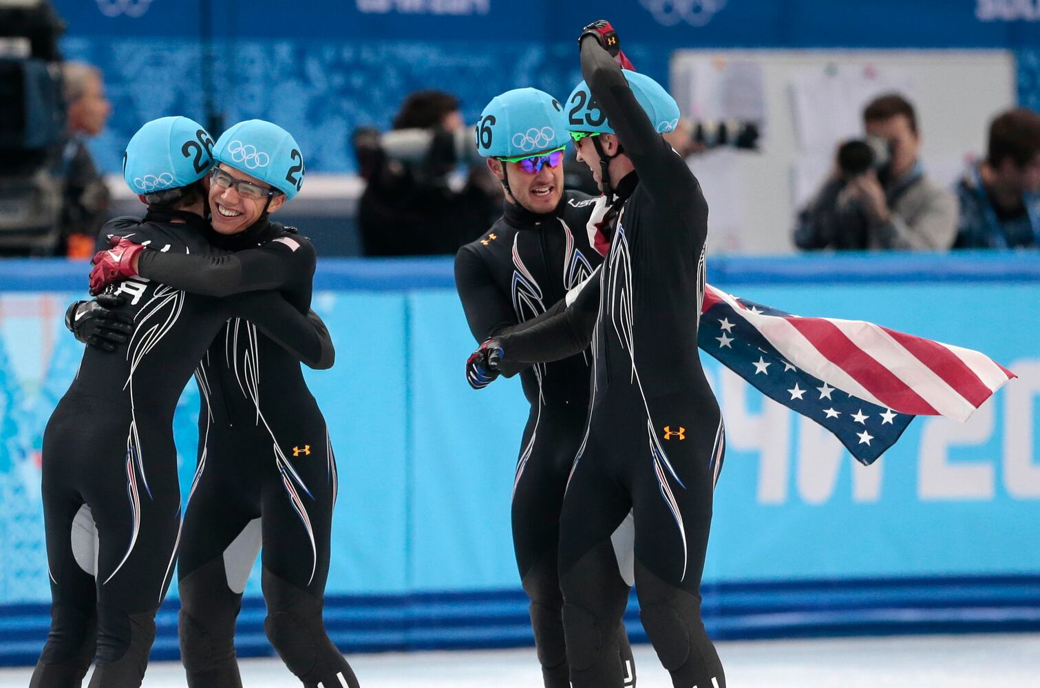 USA team, 5000m short track speedskating, silver medal