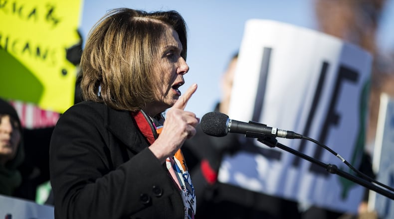 House Minority Leader Nancy Pelosi speaks during a rally against the Republican tax plan on Dec. 13, 2017 in Washington, DC. (Photo by Zach Gibson/Getty Images)