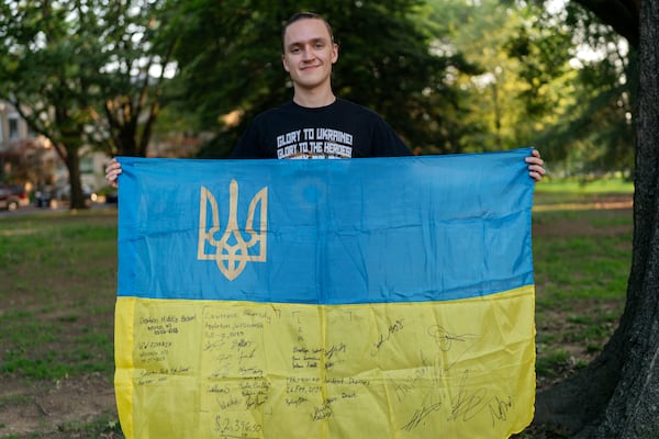 Vladyslav Plyaka poses for a photo at Capitol Hill neighborhood in Washington, Monday, June 2, 2025. (AP Photo/Jose Luis Magana)