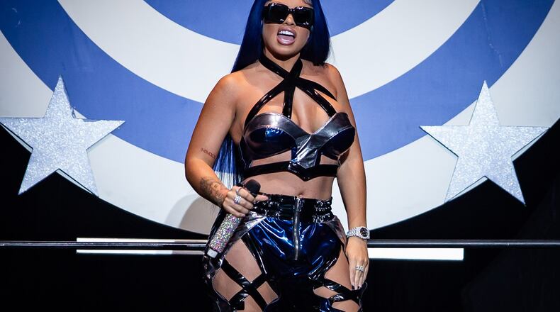 Latto opens the show at State Farm Arena on Saturday, Oct. 22, 2022, during the Atlanta stop of Lizzo: The Special Tour. (Photo: Ryan Fleisher for The Atlanta Journal-Constitution)