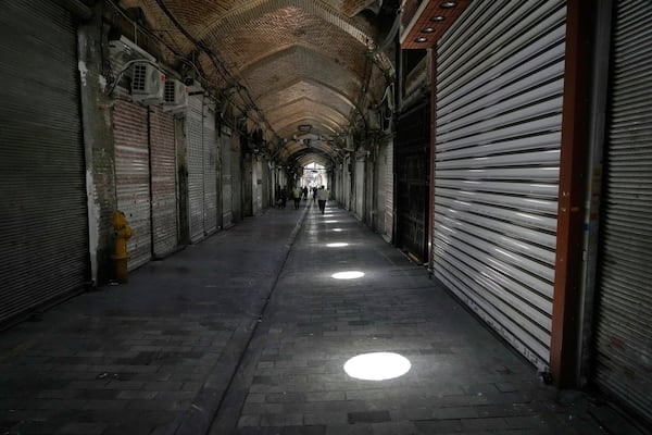 Shops remain shuttered Tehran's historic Grand Bazaar, Monday, June 16, 2025. (AP Photo/Vahid Salemi)