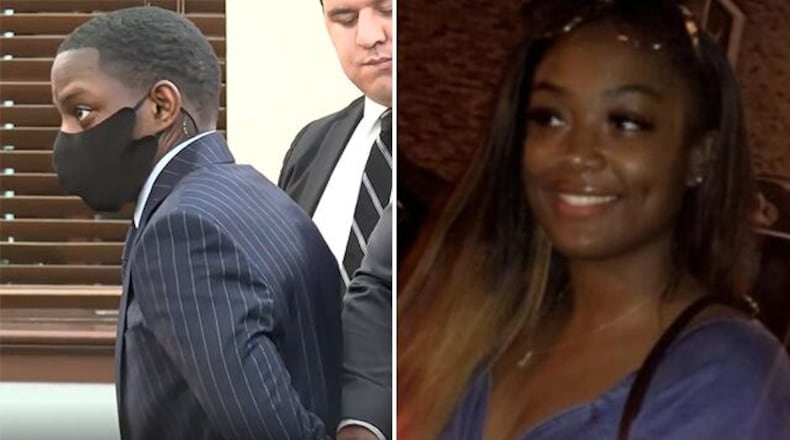 DeMarcus Little (left) was convicted of killing his girlfriend, Anitra Gunn. Her body was discovered in February 2020 in a wooded area in Crawford County. (WSB photos)