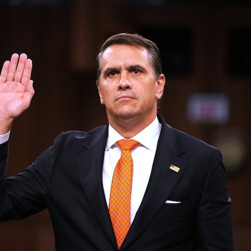FILE - Acting Attorney General Todd Blanche is sworn in as he appears before the Senate Judiciary Committee on Capitol Hill in Washington, July 15, 2026. (AP Photo/Mark Schiefelbein, File)