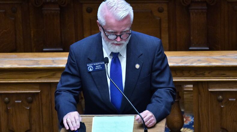 State Sen. Randy Robertson, R-Cataula, amended a House bill to revive legislation he proposed earlier in this legislative session to increase penalties for crimes committed during protests. (Hyosub Shin / Hyosub.Shin@ajc.com)
