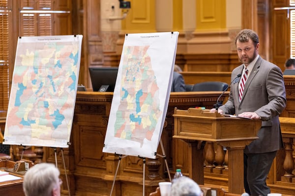 State Sen. Bo Hatchett, R-Cornelia, speaks regarding redistricting bill HB 1EX during a special legislative session at the Capitol in Atlanta on Tuesday, Dec. 5, 2023. (Arvin Temkar/AJC 2023)