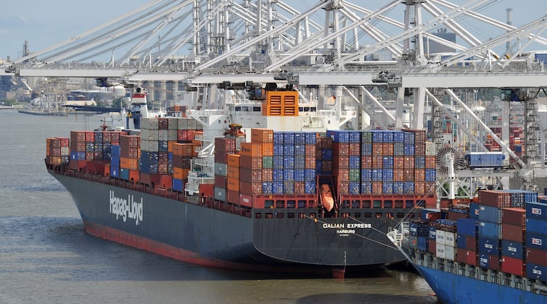 Ships being loaded and unloaded in the Port of Savannah.