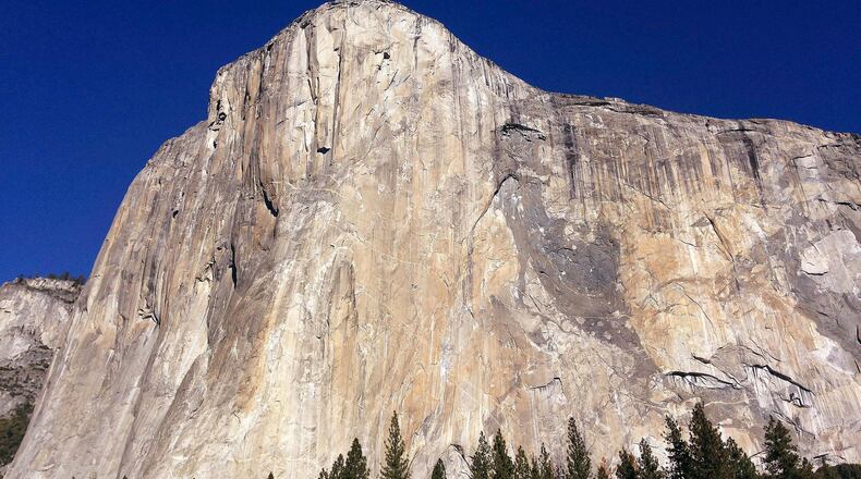 This Jan. 14, 2015 file photo shows El Capitan in Yosemite National Park, Calif. Officials at Yosemite say a chunk of rock broke off El Capitan on Wednesday, Sept. 27, 2017, along one of the world's most famously scaled routes at the height of climbing season. (AP Photo/Ben Margot, File)