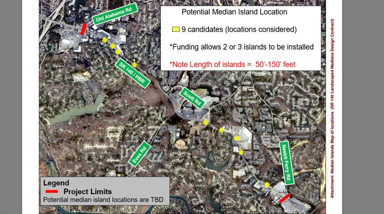 Roswell recently approved a contract for the design of the Ga. 140 Landscaped Median Islands project. (Courtesy City of Roswell)