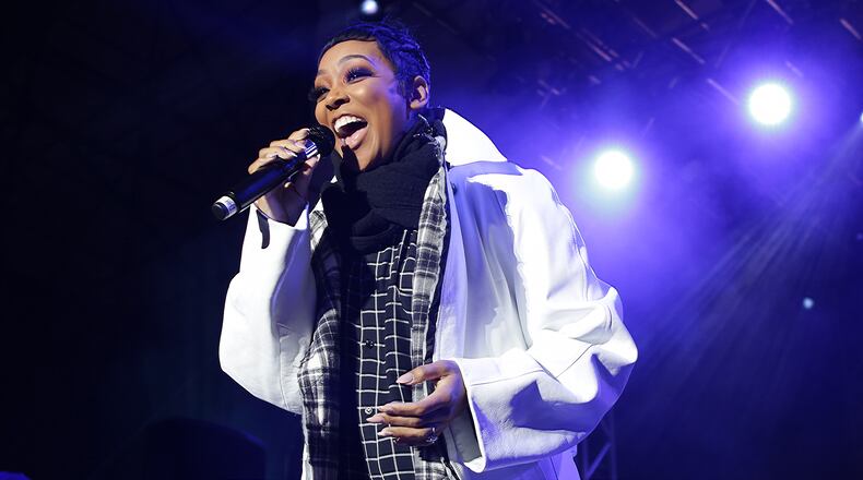 Atlanta hometown star Monica performing as part of the Super Bowl Live concert series at Centennial Park on Saturday, Feb. 2 2019.