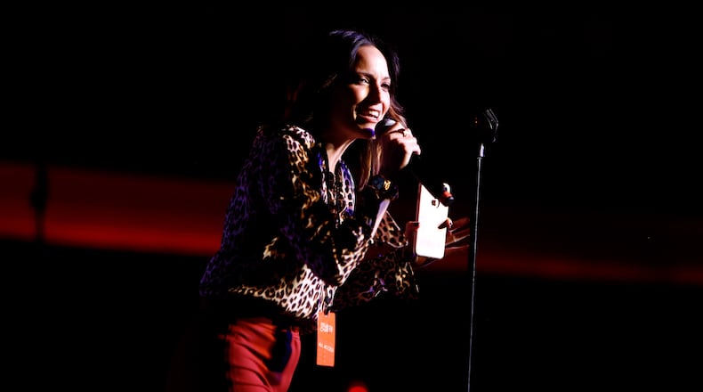 LOS ANGELES, CA - OCTOBER 15: Comedian Jen Kirkman performs onstage during Hilarity for Charity's 5th Annual Los Angeles Variety Show: Seth Rogen's Halloween at Hollywood Palladium on October 15, 2016 in Los Angeles, California. (Photo by Randy Shropshire/Getty Images)