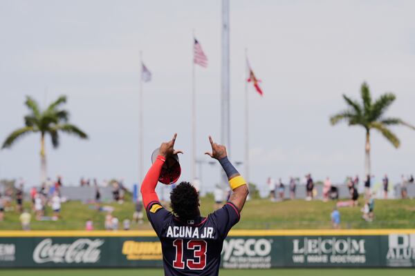 Ronald Acuña Jr. before a spring training game. Asking the baseball gods for mercy, probably.