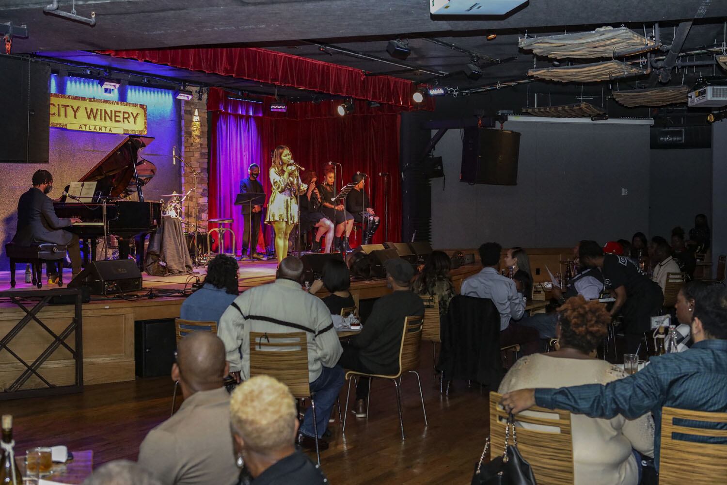 Grammy winner Chrisette Michele played the first of two sold out concerts at the City Winery on Sunday, December 13, 2020. The show featured limited capacity with social distancing of the tables in the intimate venue.
Robb Cohen for the Atlanta Journal-Constitution