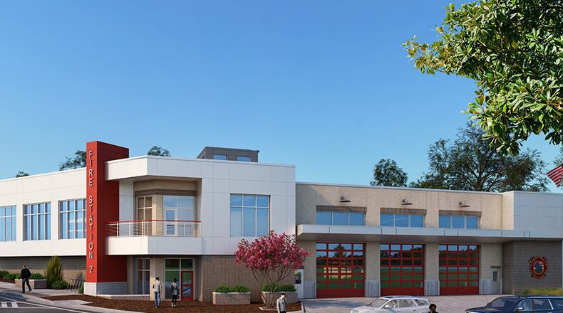 Sandy Springs has contracted with Hussey Gay Bell for construction of a new Fire Station #5 at 7800 Mount Vernon Road. HGB is already under contract with the city to provide architectural, engineering, and construction administration services for the construction of Fire Station #2 (shown here). (Courtesy City of Sandy Springs)