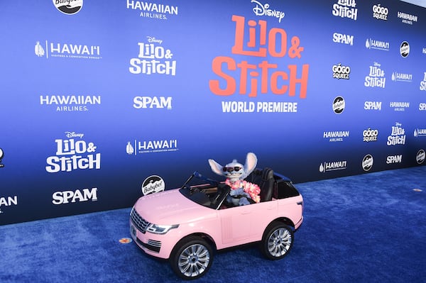 Stitch arrives at the premiere of "Lilo and Stitch" on Saturday, May 17, 2025, at El Capitan Theatre in Los Angeles. (Photo by Richard Shotwell/Invision/AP)
