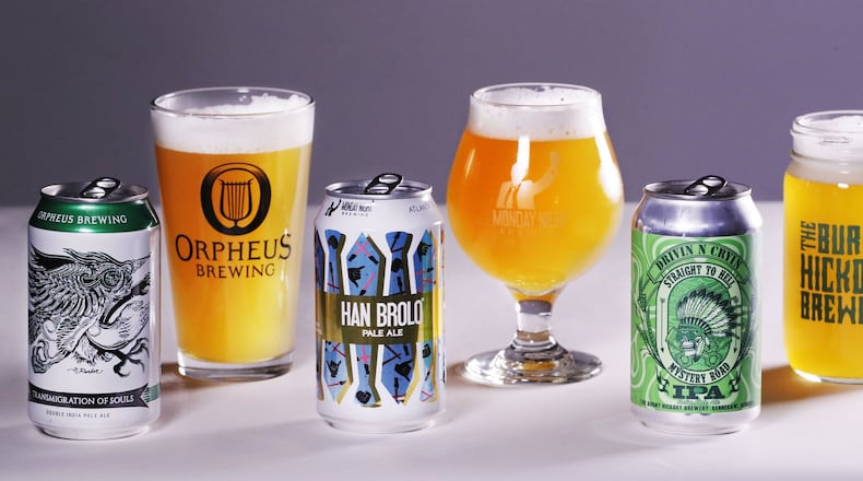 Transmigration of Souls IPA by Orpheus Brewing, Han Brolo Pale Ale by Monday Night Brewing, and Drivin N Cryin IPA by Burnt Hickory Brewery are among the 12 best pale ales and IPAs in Georgia. BOB ANDRES /BANDRES@AJC.COM
