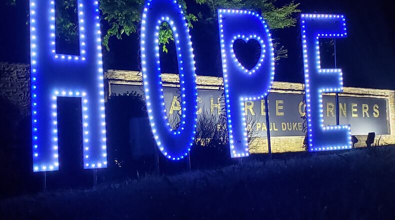 Peachtree Corners business owner, Bill Frey of Illuminating Design, recently donated and installed an uplifting sign spelling out the word “HOPE” adjacent to the city’s gateway sign at the Ga. 141/Peachtree Industrial Boulevard split. (Courtesy City of Peachtree Corners)
