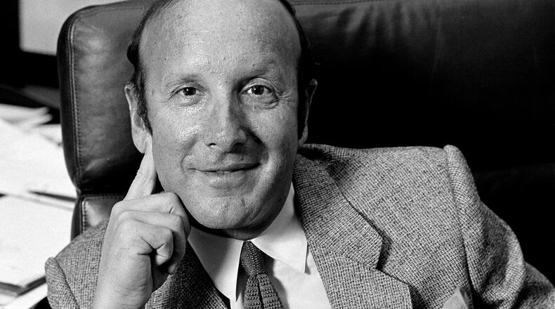 FILE - Record mogul Clive Davis is pictured in his New York office, Sept. 10, 1980. (AP Photo/Marty Reichenthal, File)