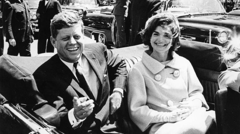 In an handout image from the White House, President John F. Kennedy and first lady Jackie Kennedy in Washington, May 3, 1961. The 50th anniversary reverie in 2013 of JFK's death may has obscured the fact that by 1963, America had already become a divided, dangerous place, with intimations of anarchic disorder. (The White House/John F. Kennedy Presidential Library via The New York Times) -- EDITORIAL USE ONLY