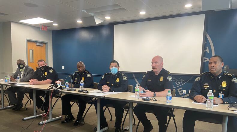Atlanta police Chief Rodney Bryant (third from left) and members of his command staff say officers find themselves arresting the same suspects repeatedly.