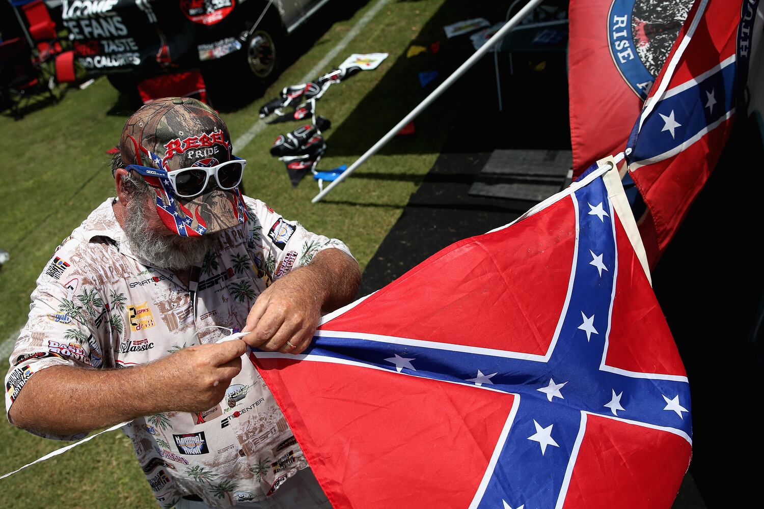 Protests fly on flagpoles