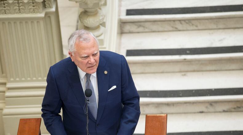 Georgia Governor Nathan Deal speaks during a press conference after signing the 2019 fiscal year state budget at the Georgia State Capitol building in Atlanta, Wednesday, May 2, 2018. ALYSSA POINTER/ALYSSA.POINTER@AJC.COM