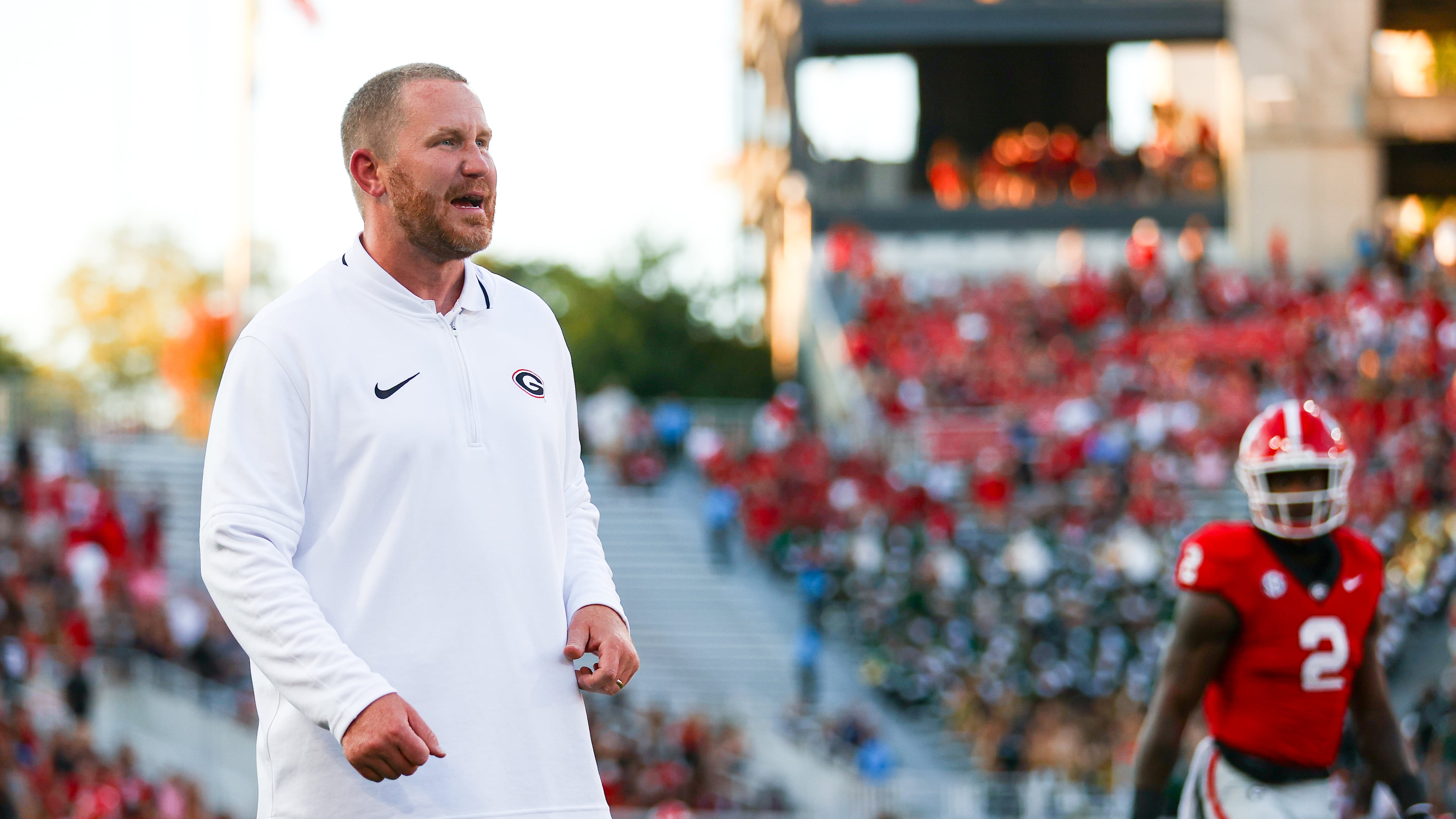 Georgia defensive coordinator Glenn Schumann  is in his 10th season on Coach Kirby Smart’s staff. (Tony Walsh/UGAAA)