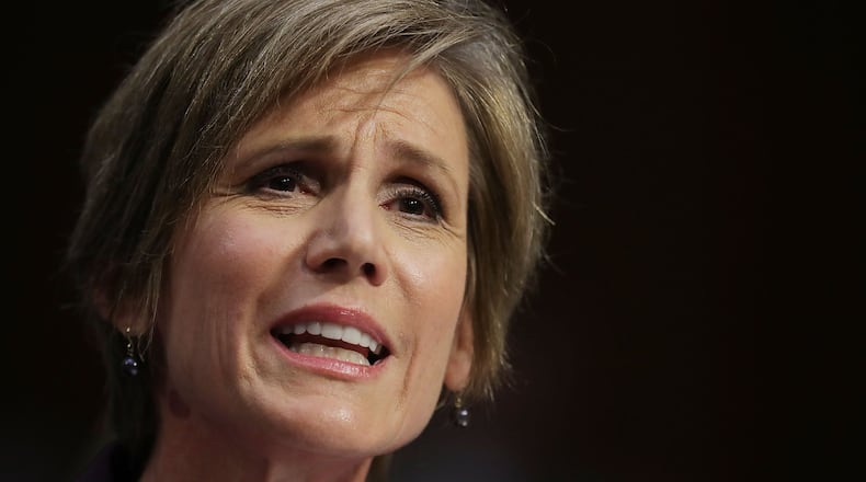 Former acting U.S. Attorney General Sally Yates testifies before the Senate Judicary Committee’s Subcommittee on Crime and Terrorism on Monday. (Eric Thayer / Getty Images)