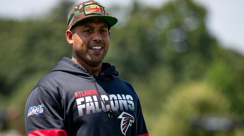 Defensive assistant Aden Durde during practice. (Photo by Kara Durrette/Atlanta Falcons).
