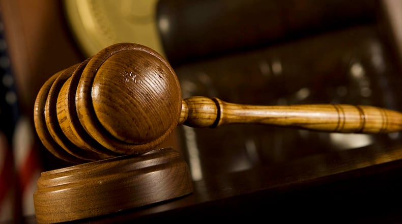 Closeup of gavel in court room