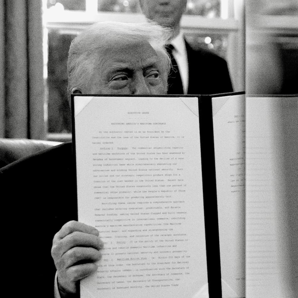 A new poll from The Atlanta Journal-Constitution explored what Georgians thought about the first 100 days in office of President Donald Trump’s second term. Photo illustration by Philip Robibero/AJC