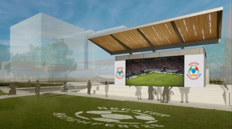 This artist rendering shows what Decatur Square will look like at the time of the FIFA World Cup next year. (City of Decatur)