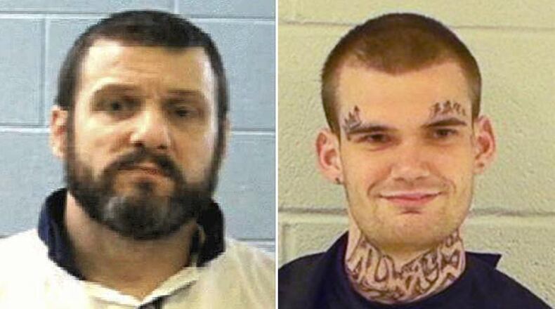 Donnie Russell Rowe (left) and Ricky Dubose are both escaped inmates accused of shooting and killing two Georgia correctional officers in Putnam County. Photos courtesy of Georgia Department of Corrections/Elbert County Sheriff’s Office.